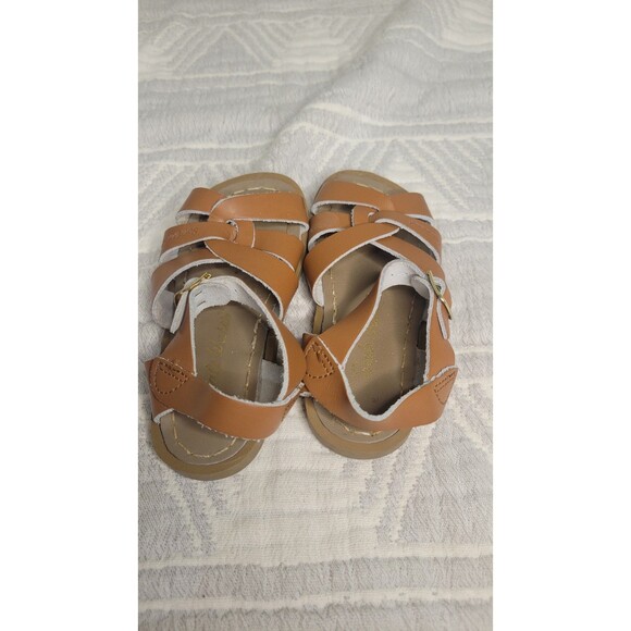 Salt Water Sandals by Hoy Tan Leather Original Style Kids Size 8 | Classic Water - Picture 2 of 5